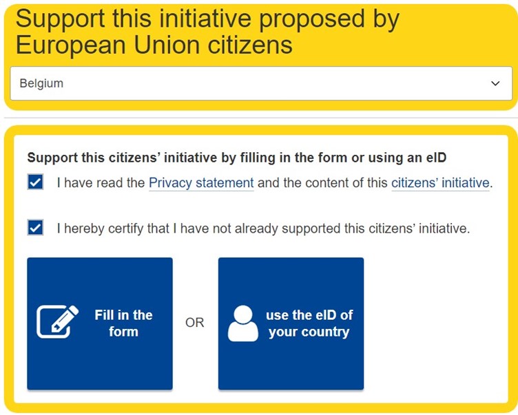 Citizens can choose how to support an Initiative
