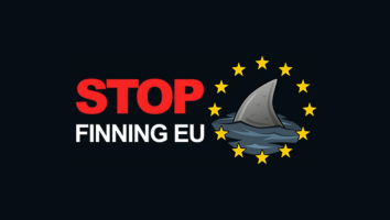 Stop finning EU logo with shark fin and EU stars