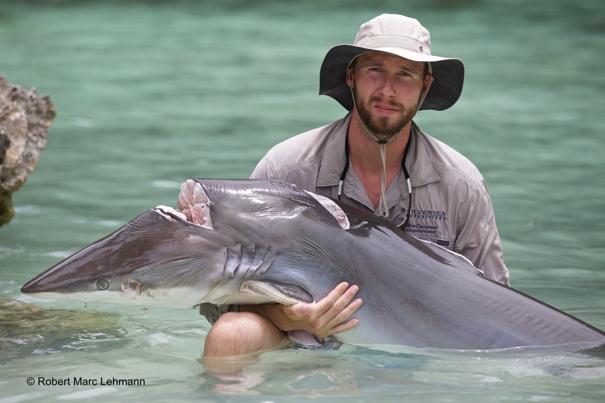 Activist Robert Marc Lehmann with Shark that has been finned