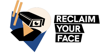 Image of a security video camera stating reclaim your face