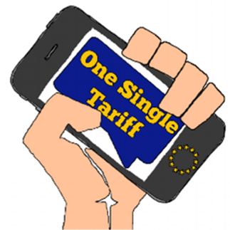 Image of a hand holding an iphone 5 with a speech bubble stating One Single Tariff
