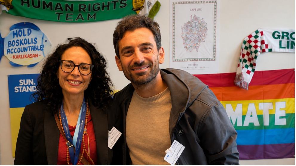 Faryda Hussein (the official ECI representative) with João Leite form the Human Rights Team